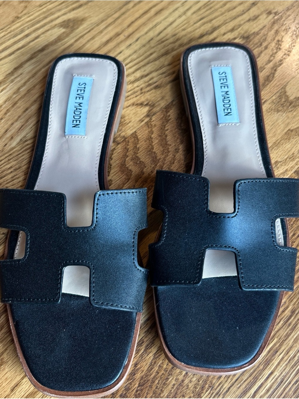 Steve Madden Black Slide Mules